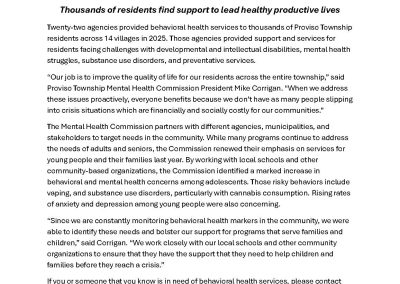 Mental Health Commission Delivers for Residents