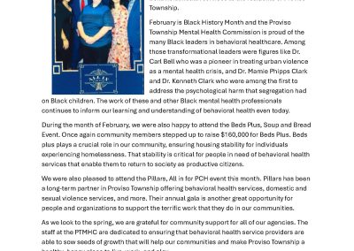 February Update from your Proviso Township Mental Health Commission