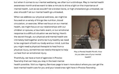 Take care of your mental health and physical health